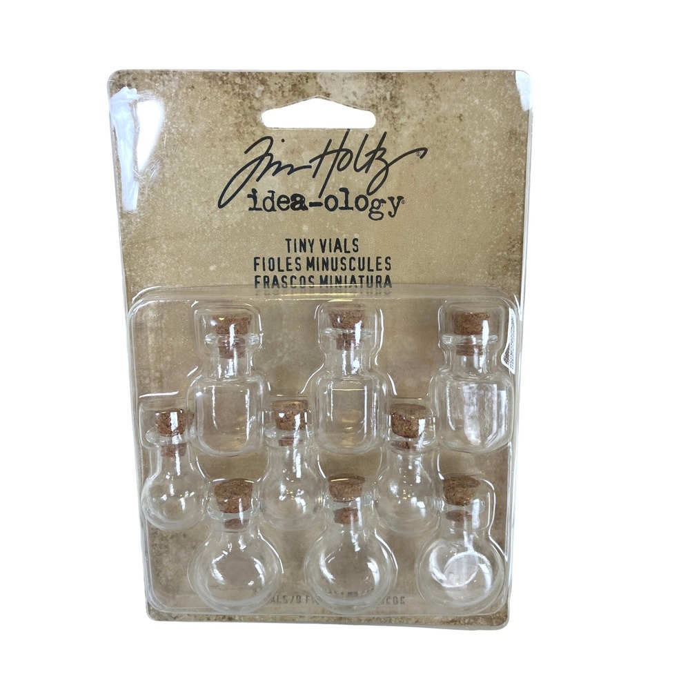 Tim Holtz Idea-ology Tiny Vials 9 Piece TH93201 New Assemblage Crafting